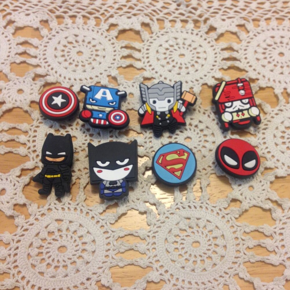 Jibbitz,  Shoe Charms for crocs or bracelets, superheroes, pirate